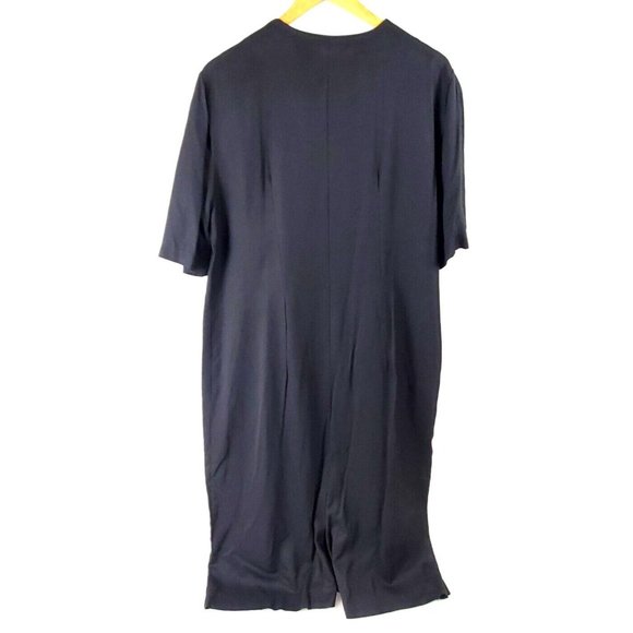 Vintage P.J. Klein Women's Size 16W Black Dress Large Button Front Short Sleeve - Picture 2 of 10